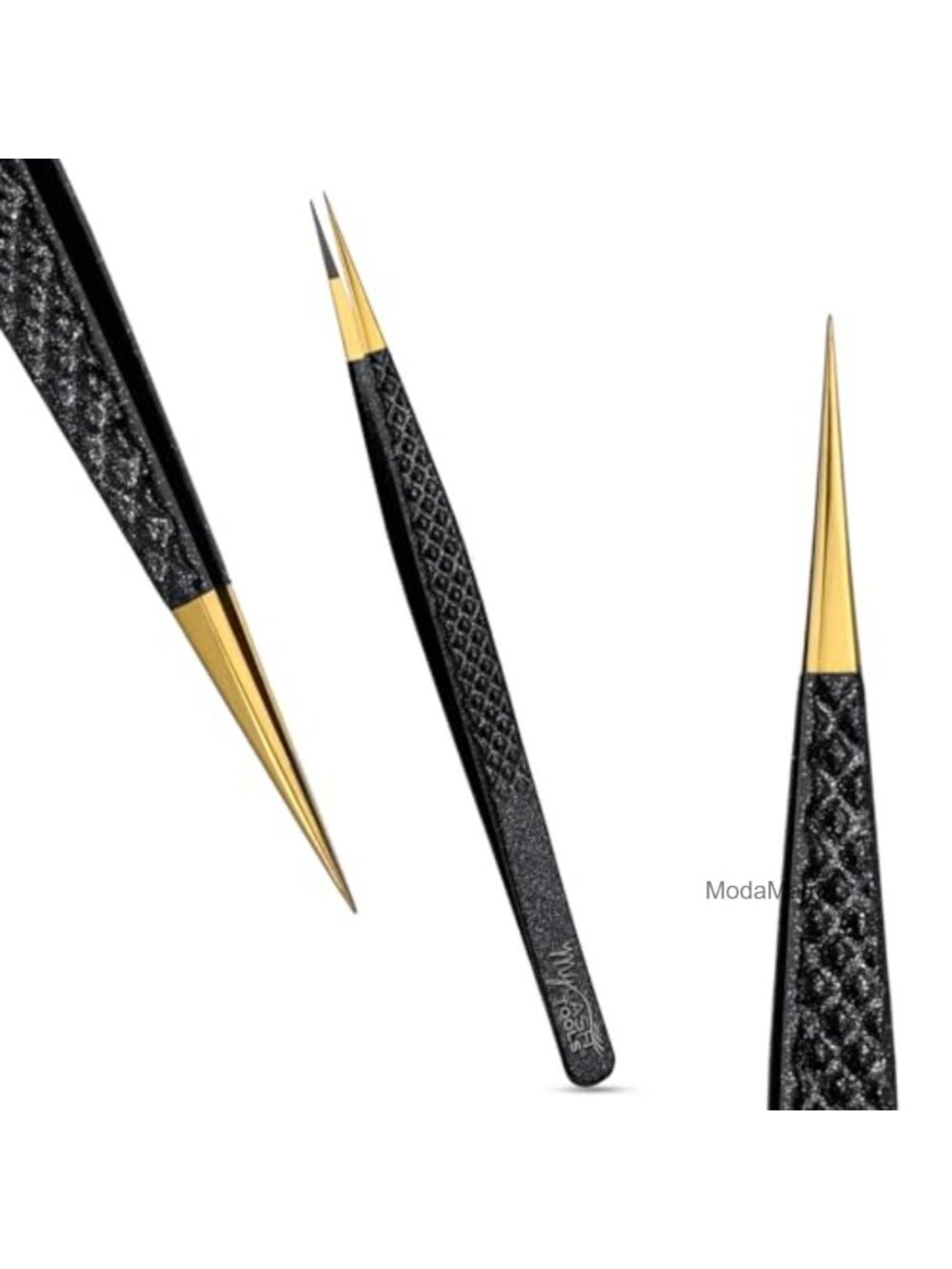 Straight Isolation Tweezer 14cm Gold Plated Tip Stainless Steel Eyelash